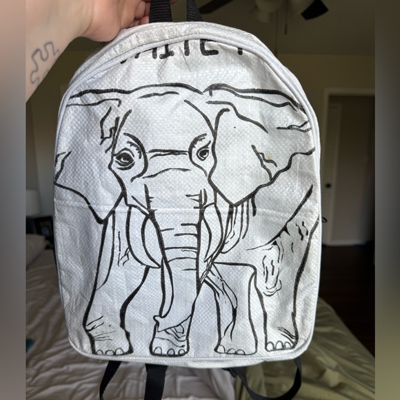 CEMENT6 White Elephant Print Women's Backpack - Casual Daypack - Picture 2 of 5